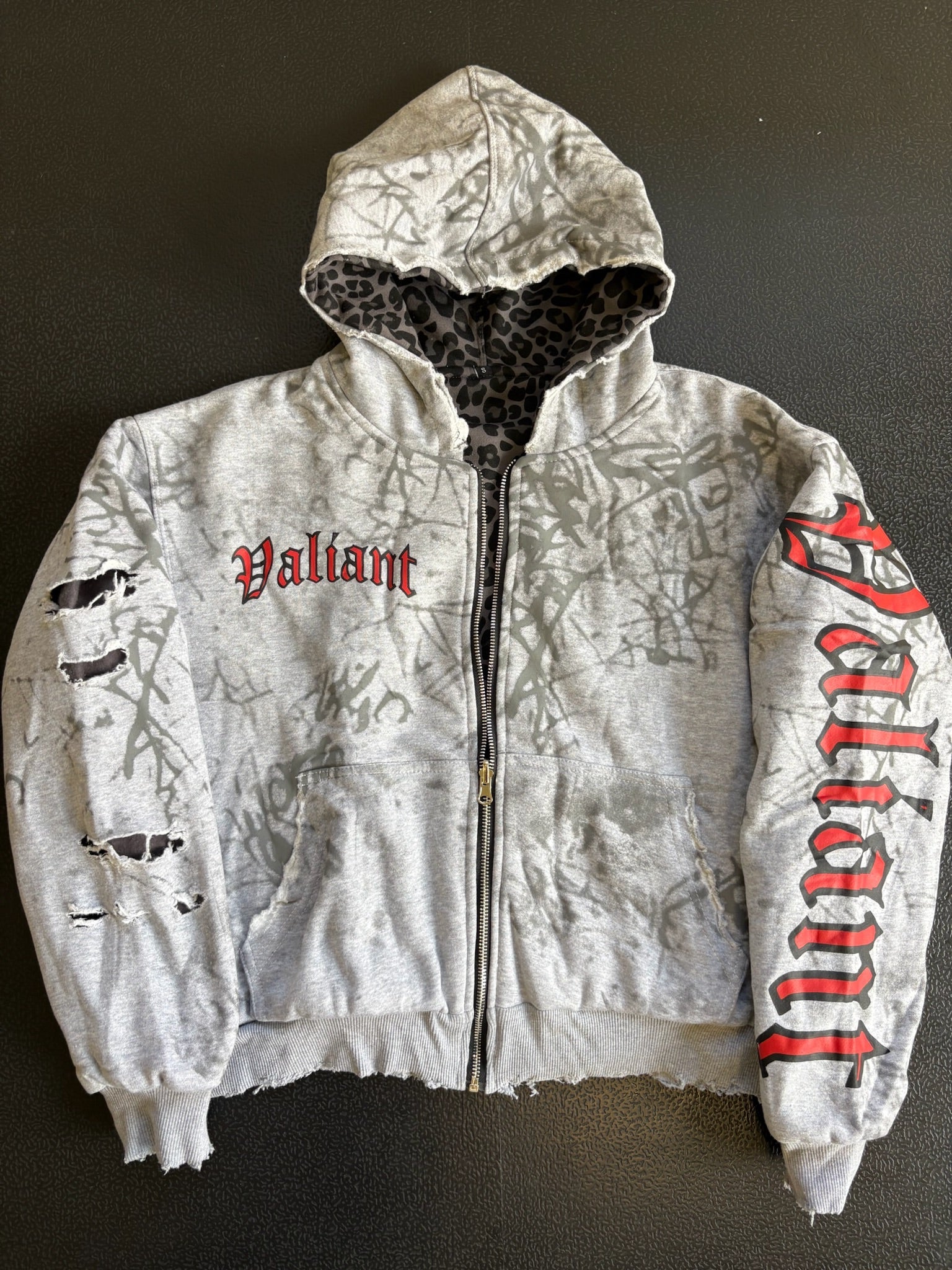Reversible Valiant Zip up Hoodie- grey