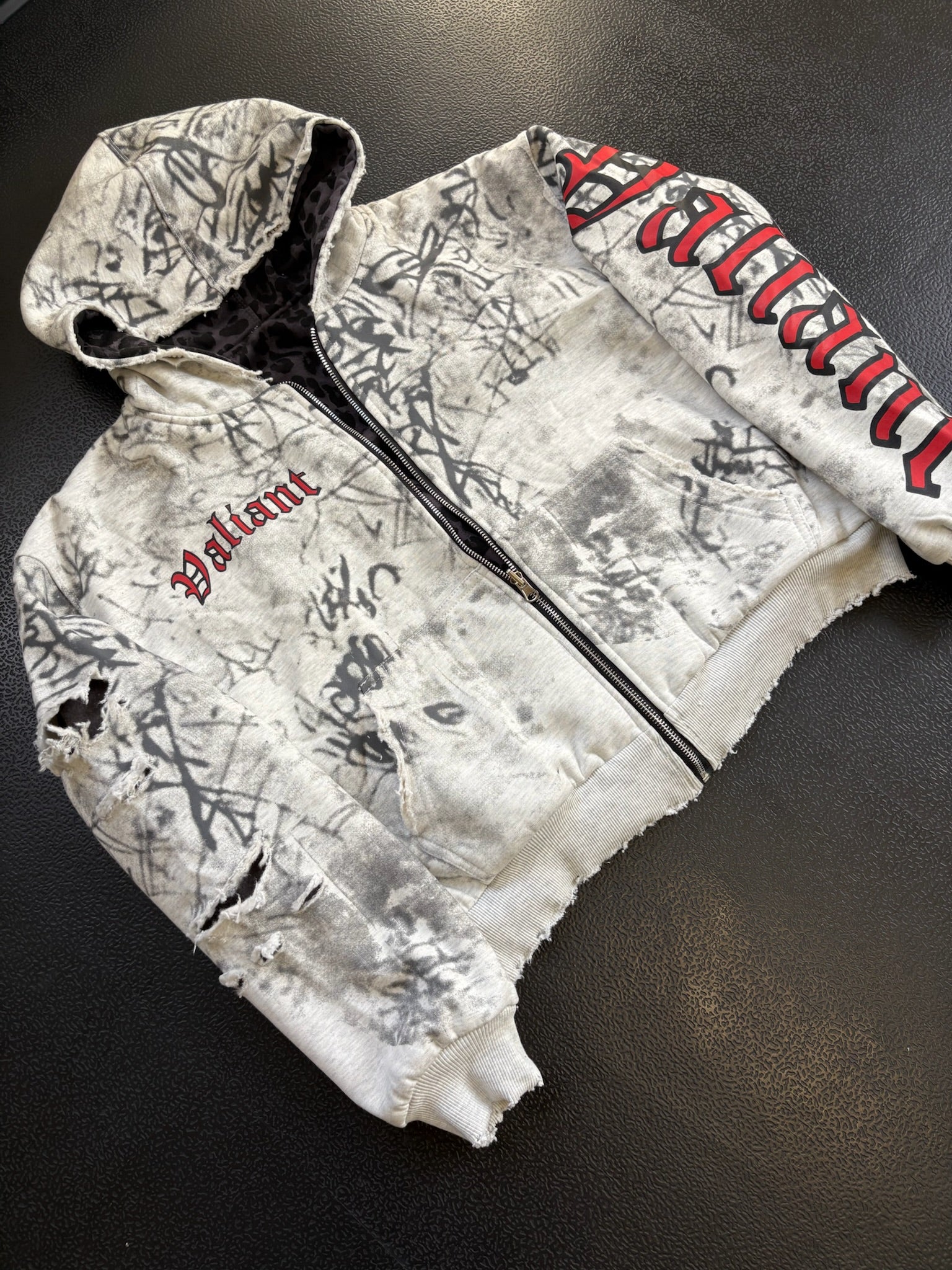 Reversible Valiant Zip up Hoodie- white