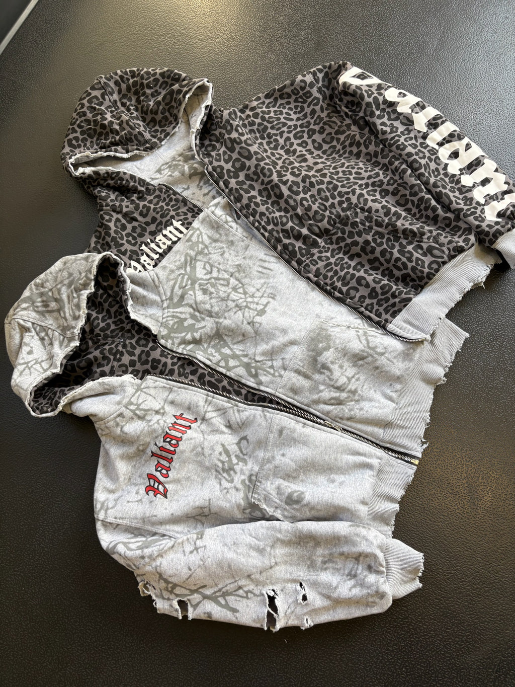 Reversible Valiant Zip up Hoodie- grey