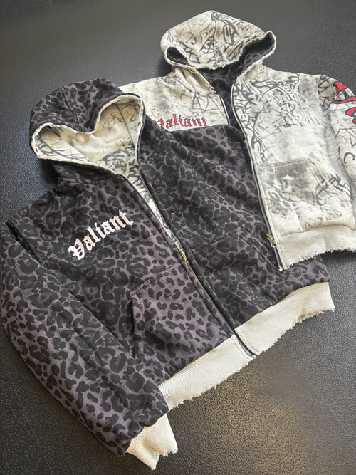 Reversible Valiant Zip up Hoodie- white