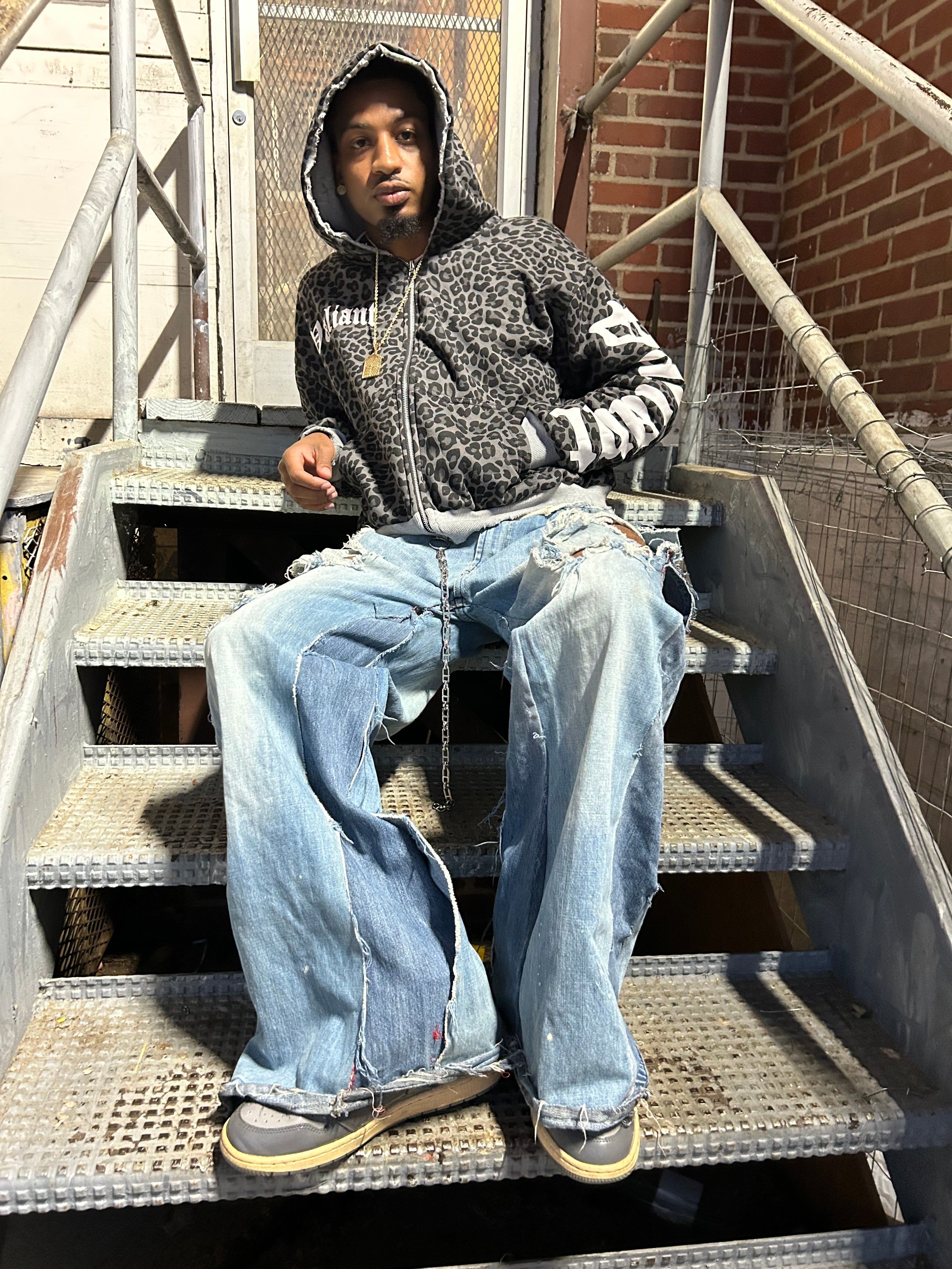 Reversible Valiant Zip up Hoodie- grey